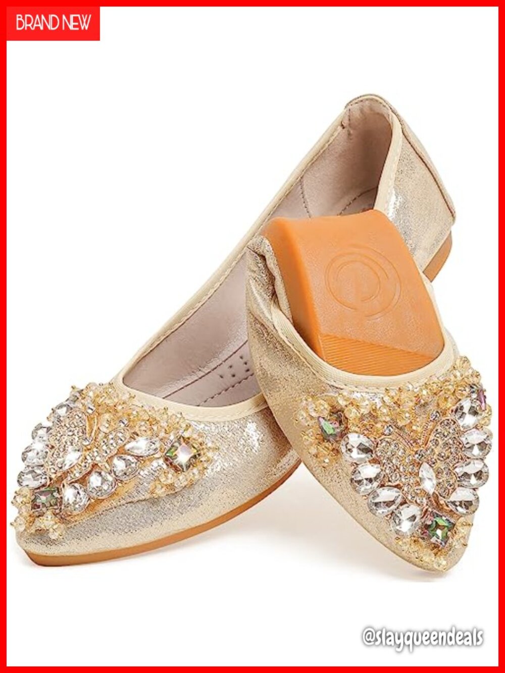 Women's Ballet Flats Rhinestone Bow Pointed Toe Slip On Comfort Wedding Shoes